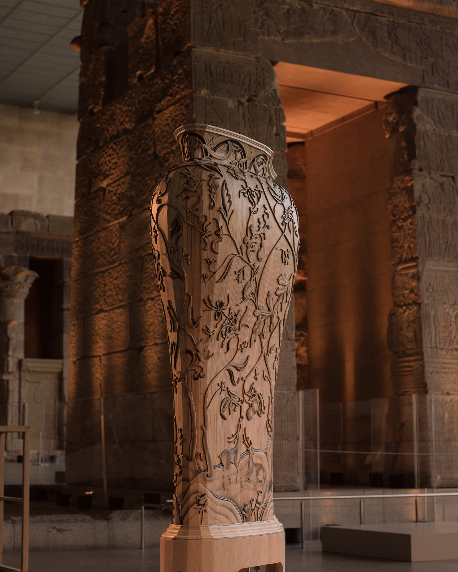 A wood vessel created as part of Vacheron Constantin's artisan residency program at The Met.