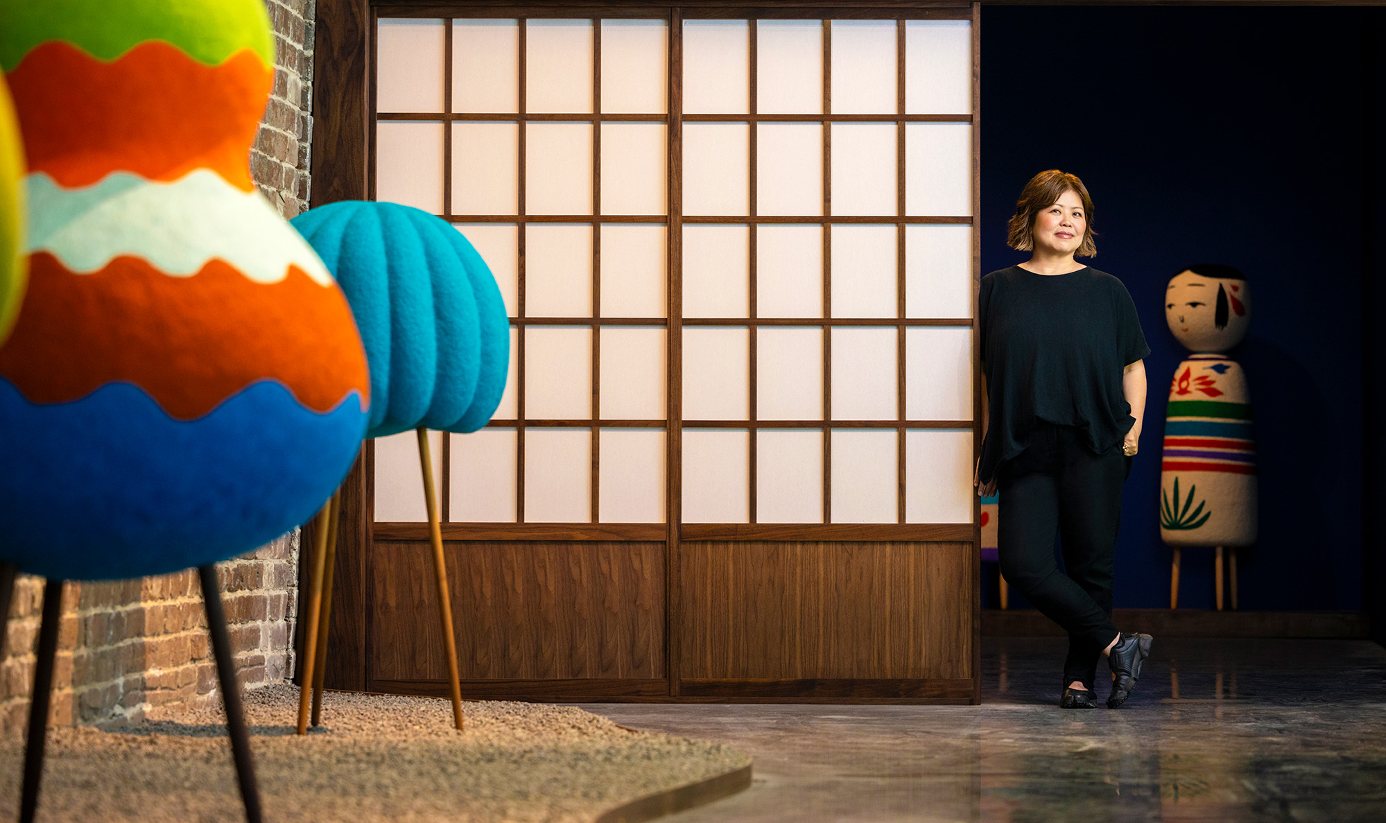 Masako Miki at her exhibition at the SCAD Museum of Art.